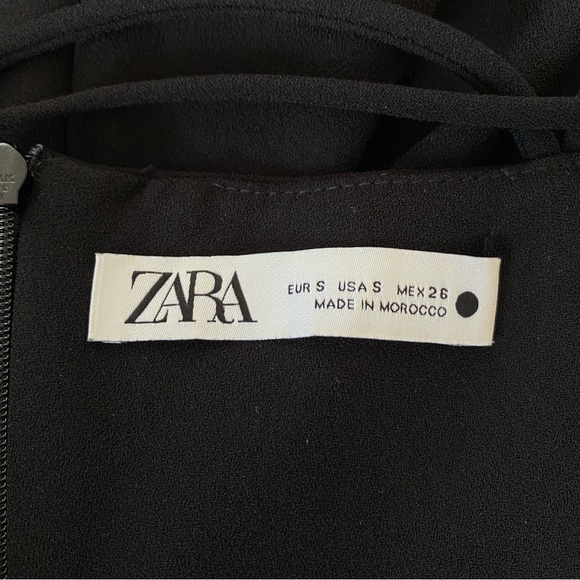 Zara Black Strappy Open Back Mini Dress Small - Picture 6 of 6